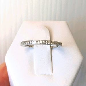 Sterling silver thin CZ band ring